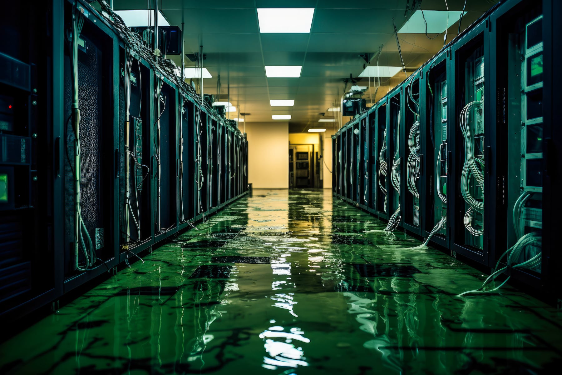 Data center being flooded