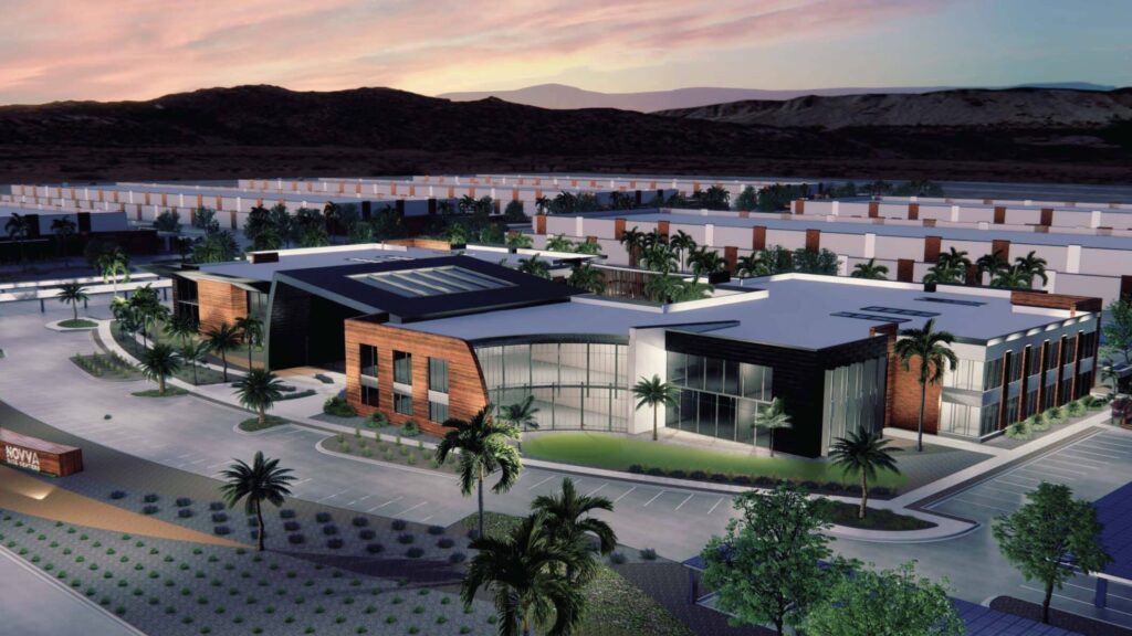 3D rendering of Novva Data Centers Mesa, Arizona data center facility and campus