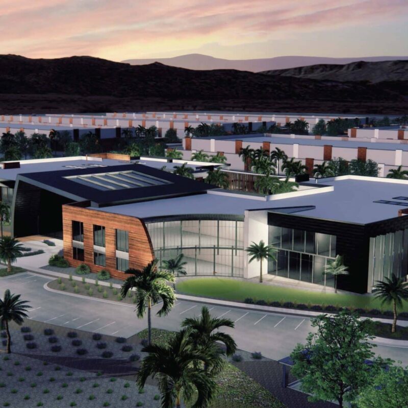 3D rendering of Novva Data Centers Mesa, Arizona data center facility and campus